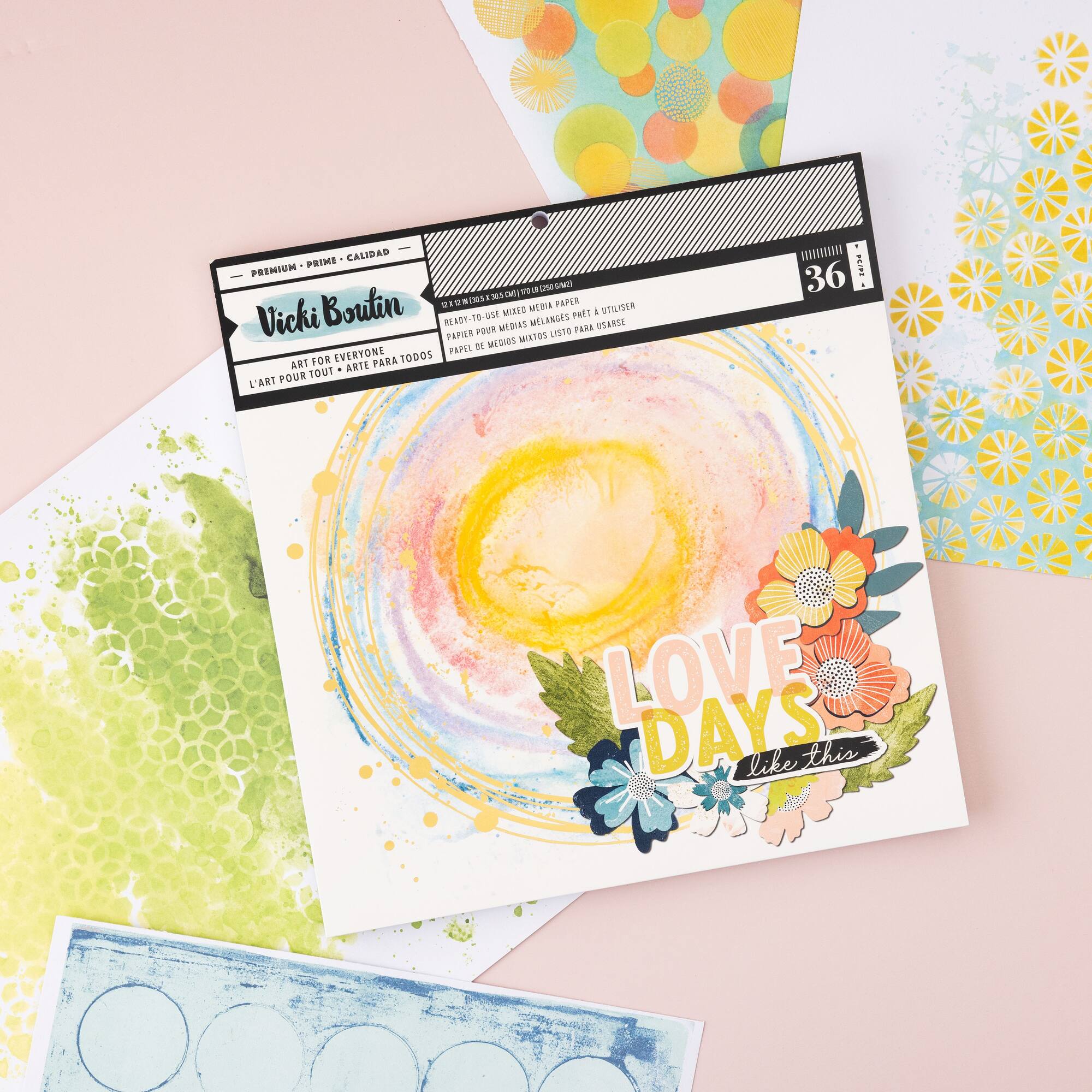 Vicki Boutin Print Shop Painted Backgrounds Mixed Media Paper Pad, 12" x 12"